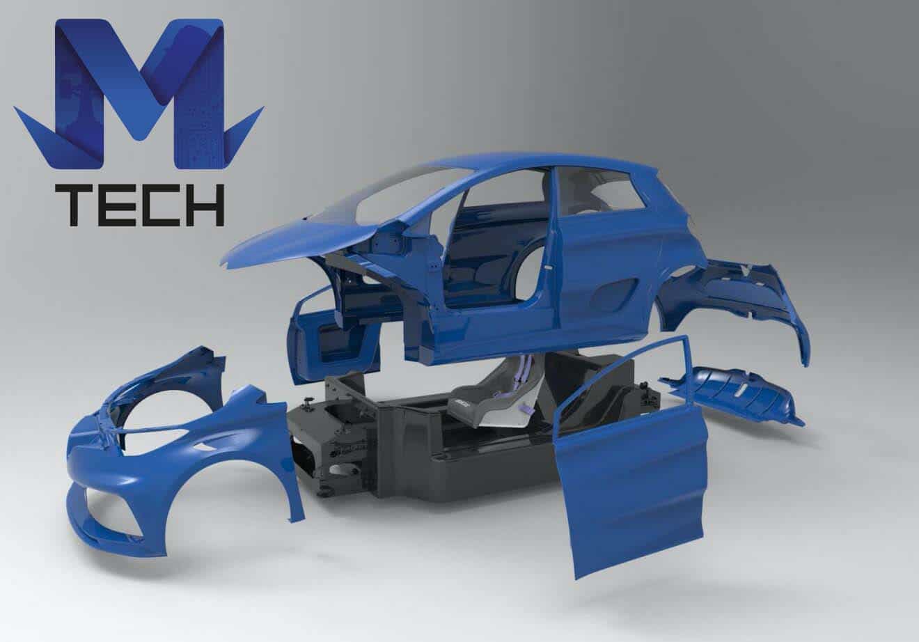 MTech Conception et développement de véhicule électrique - maquette 3D bleue